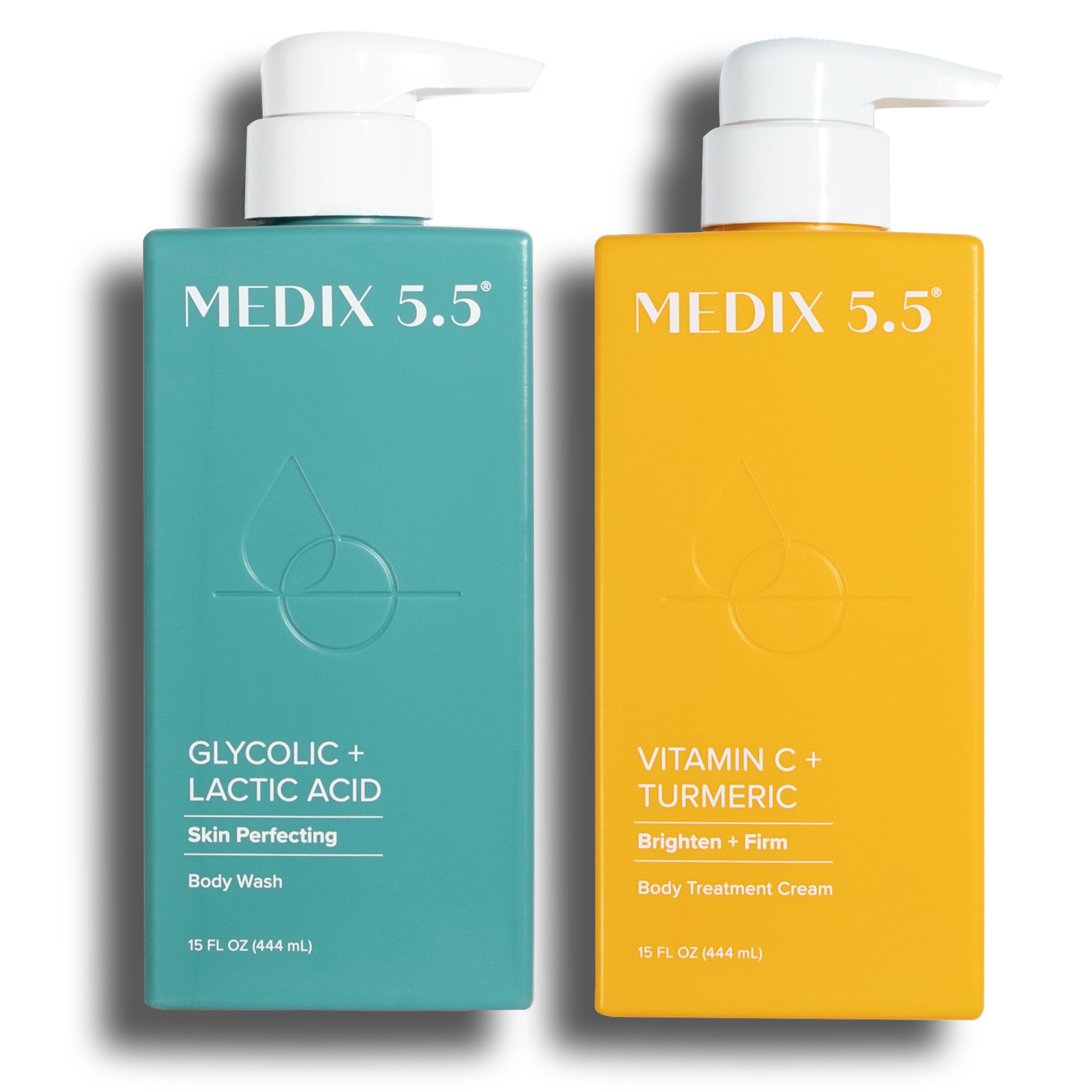 Medix 5.5 Vitamin C Brightening Body Cream & Glycolic Acid Exfoliating Body Wash Set for Glowing Skin - Hydrating & Brightening Skincare Duo for Dry Skin, Dark Spots & Uneven Tone | Perfect for Daily Body Care Routine & Post-Sun Treatment