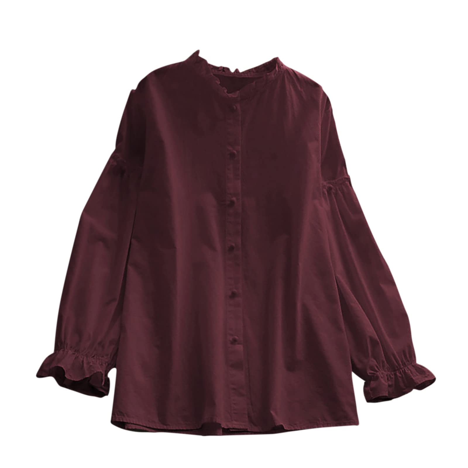ZILANYGREQ Women's Long Sleeve Button-Up T-Shirt - Casual Solid Blouse for Fall | Perfect for Work, Weekend Outfits & Layering in Autumn