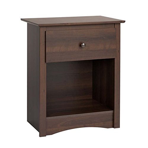 Prepac Fremont Tall 1-Drawer Nightstand in Espresso Finish - Modern Bedside Table for Bedroom, Living Room or Office Storage