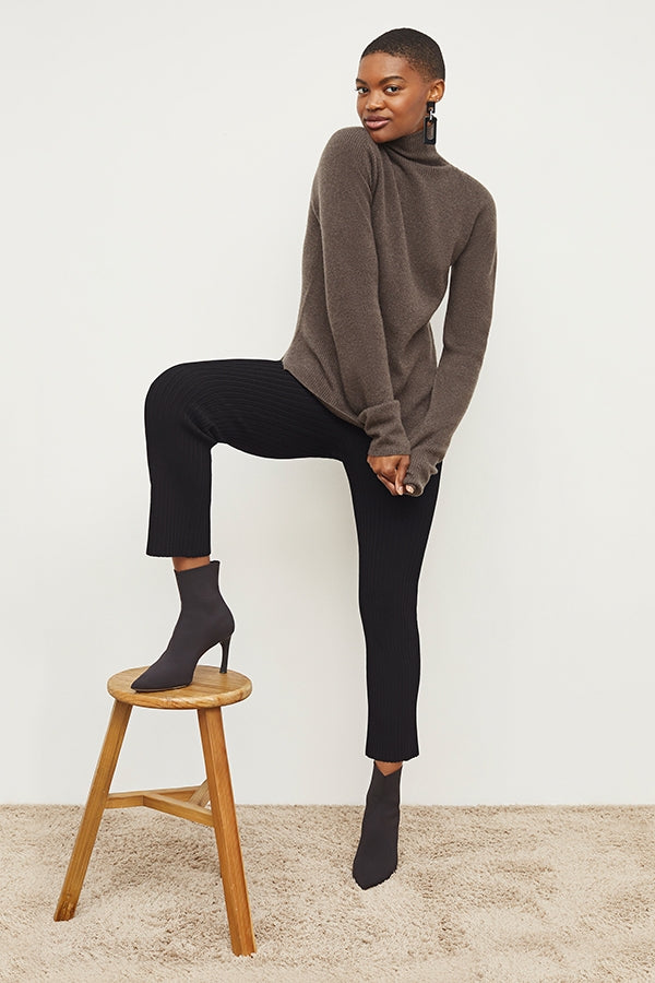 Finley Stretch Pant Ribbed Jardigan Knit Pants for Women - Soft Comfortable High Waist Trousers in Black | Perfect for Work, Travel & Casual Wear