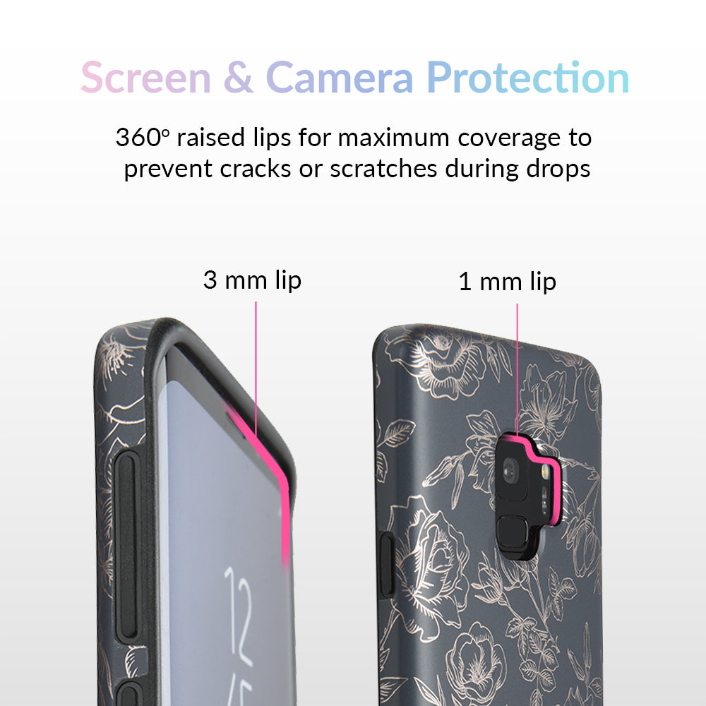 Floral Rose Gold Chrome Samsung Galaxy Phone Case - Elegant Protective Cover for Galaxy S21/S22/S23 - Perfect for Everyday Use & Special Occasions