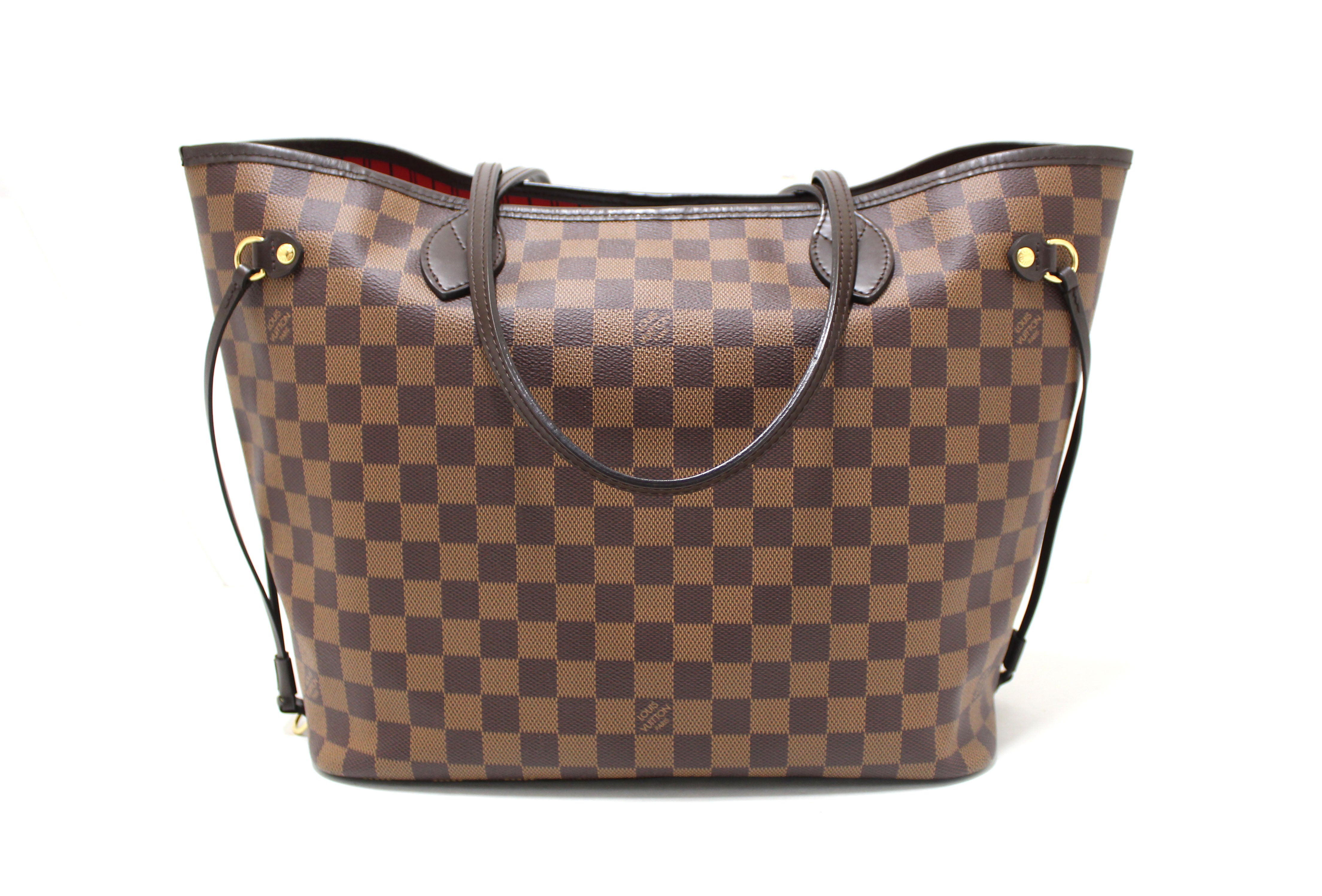 Authentic Louis Vuitton Damier Ebene Canvas Neverfull MM Tote Shoulder Bag for Women - Luxury Designer Handbag for Work, Travel & Everyday Use