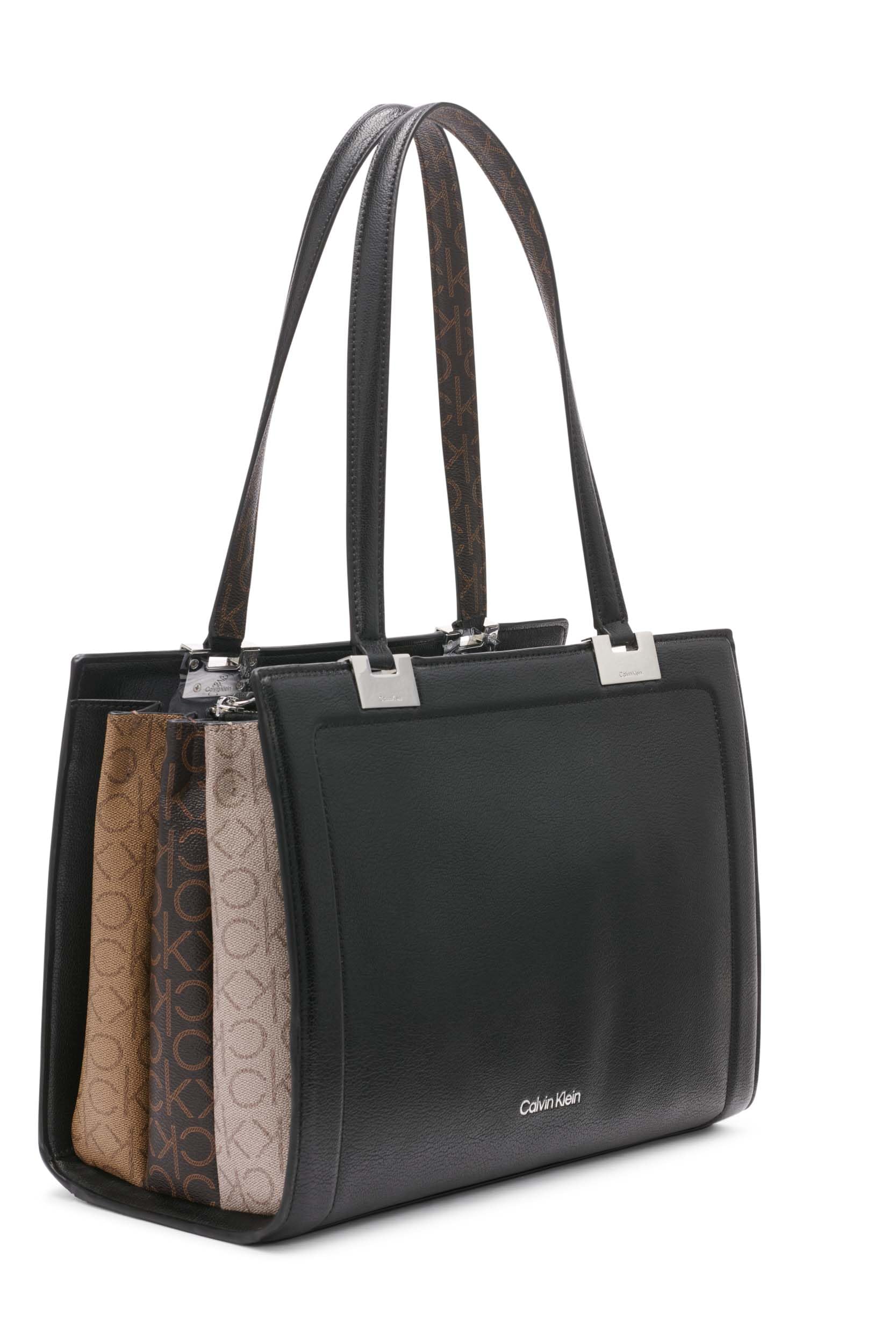 Calvin Klein Palm Triple Compartment Organizational Tote Bag - Stylish Work & Travel Laptop Tote for Women | Perfect for Office, Commute & Business Trips