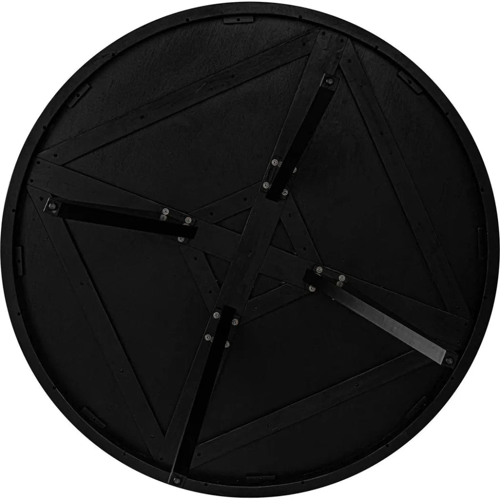 60 Inch Parquet Wood Black Round Dining Table - Perfect for Small Spaces, Kitchen Nooks & Cozy Family Gatherings
