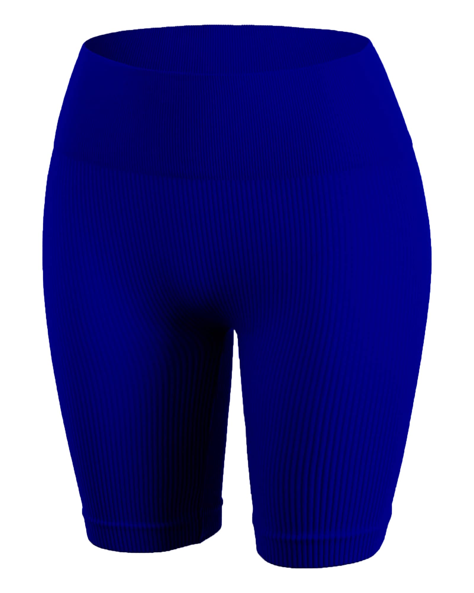 A2Y Women's Lightweight Mid-Length Seamless Ribbed Biker Shorts for Yoga, Running, Gym & Lounge Wear - High Waist Workout Shorts with Pockets
