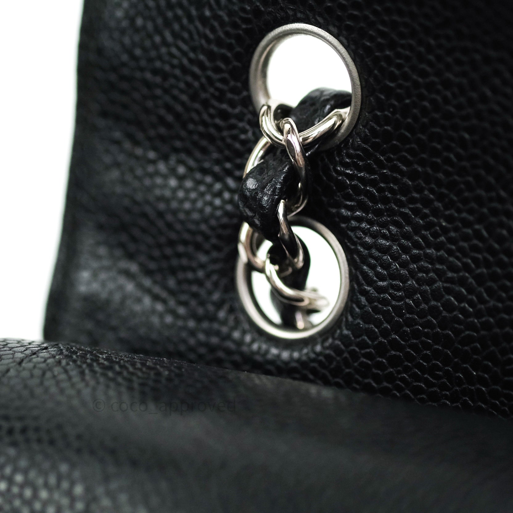Chanel Classic Double Flap Bag M/L Size in Black Caviar Leather with Silver Hardware - Luxury Handbag for Women, Perfect for Work, Evening Events & Special Occasions