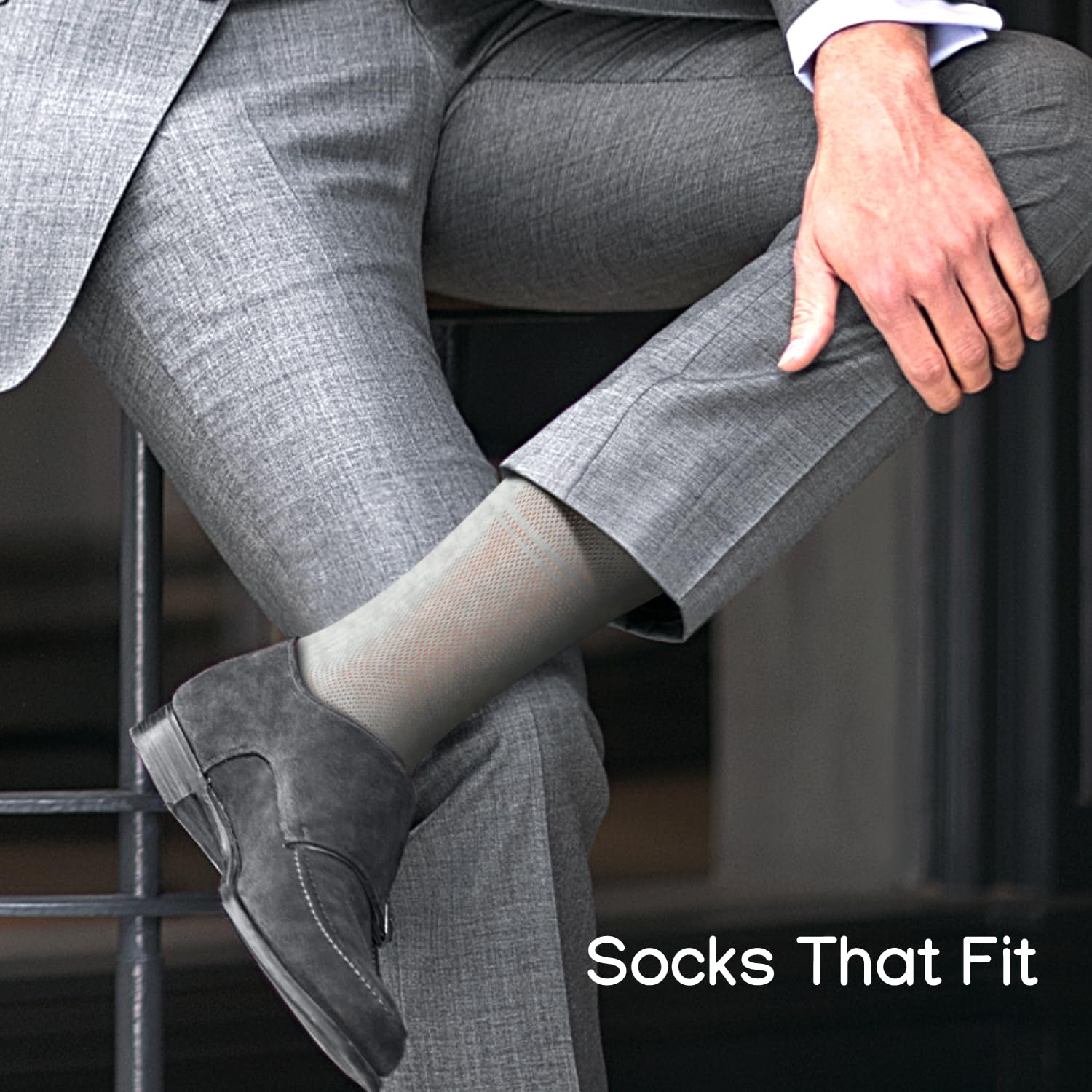 Ultra Thin Breathable Cotton Men's Dress Socks - 5 Pack Super Soft Lightweight Socks for Business, Office & Formal Occasions