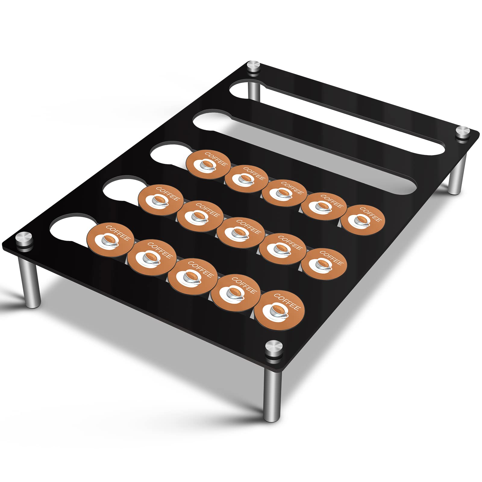 TREONYIA K Cup Holder Organizer - Black Acrylic Coffee Pod Storage for Keurig (1.34
