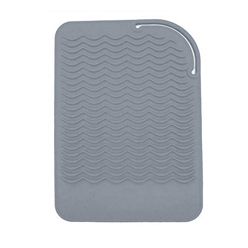 Heat Resistant Silicone Mat for Curling Irons & Wands - Non-Slip Hot Hair Tool Holder, Protects Countertops from Heat Damage (Grey) - Perfect for Salon, Home Styling & Travel Use