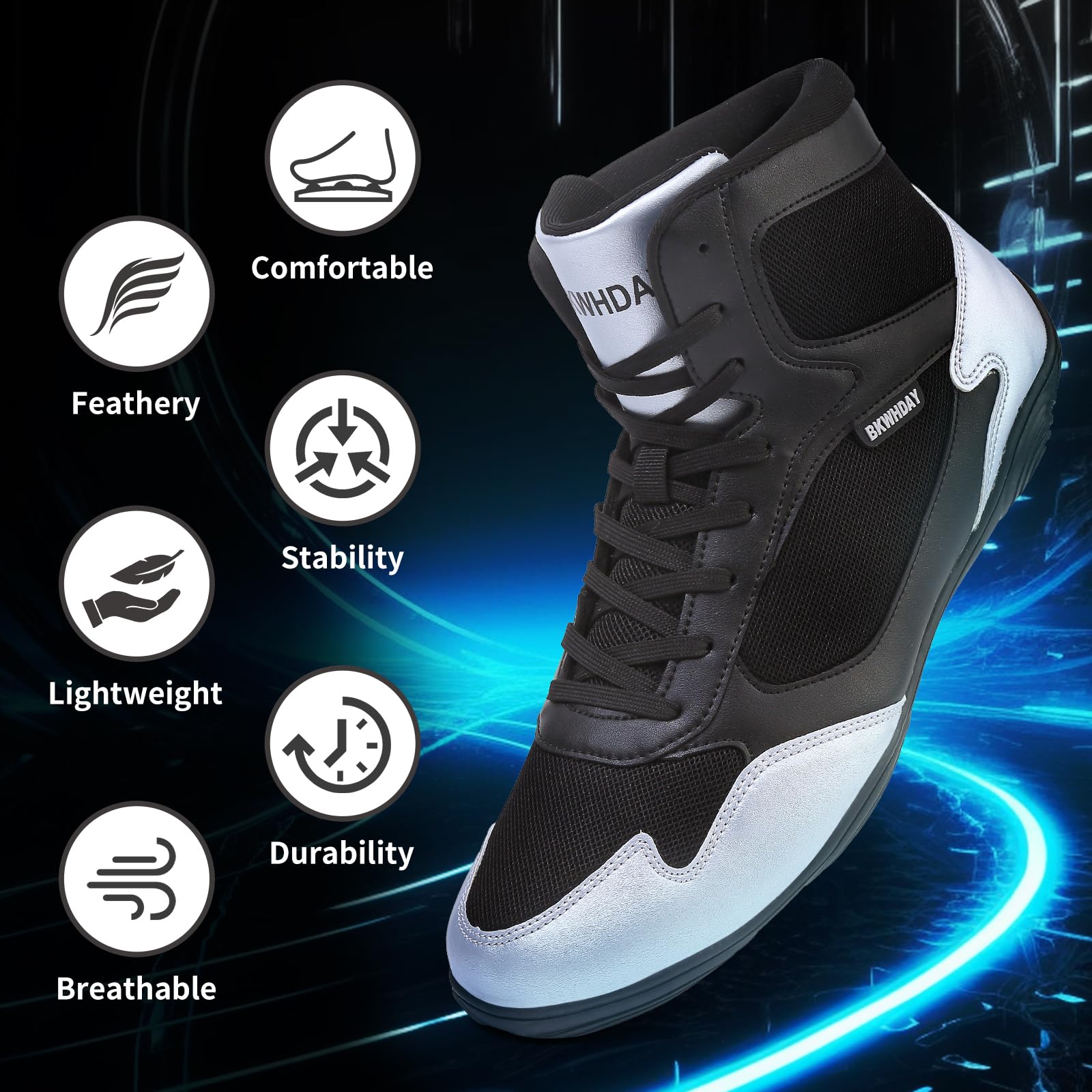 Best Men's Wrestling Shoes - High Top Boxing & Powerlifting Boots for Fitness, Weightlifting & Pro Wrestling | Durable & Supportive for Training & Competitions