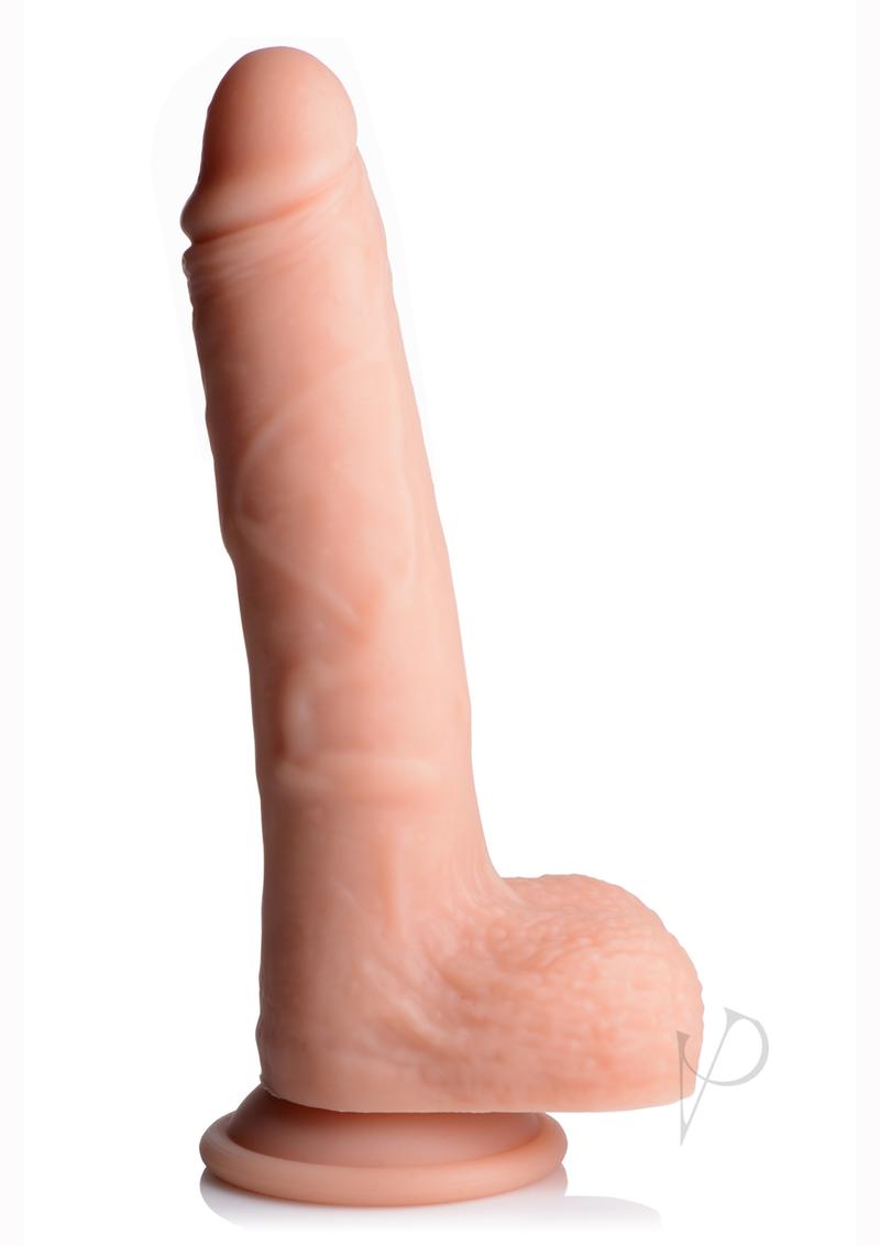 Big Shot 9-Inch Rechargeable Silicone Vibrating Twirling Dildo with Balls & Remote Control - Vanilla | Powerful G-Spot & Prostate Stimulator for Couples Play & Solo Pleasure