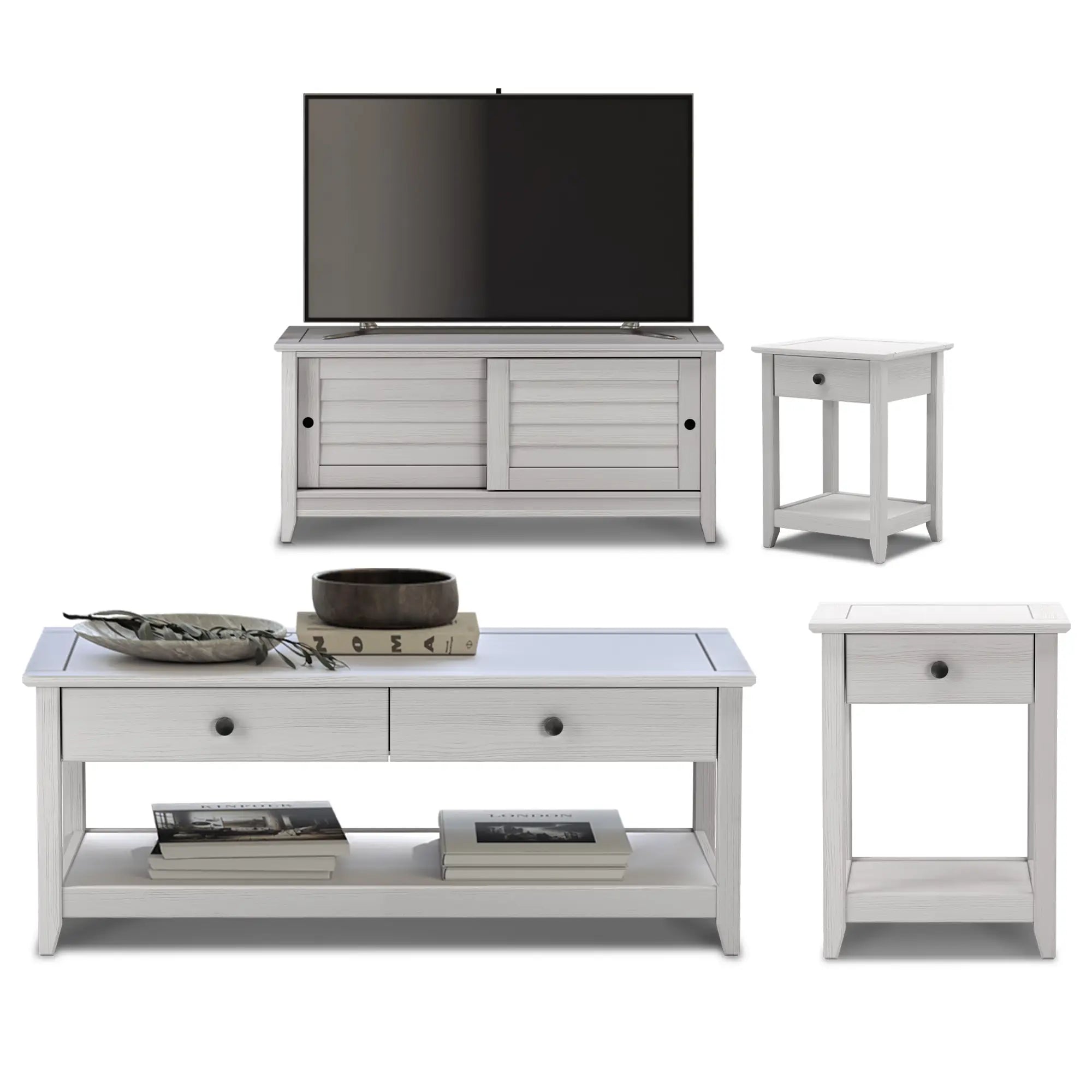 Greenport 3-Piece Living Room Furniture Set - Sofa, Loveseat & Coffee Table for Modern Home Decor | Perfect for Small Spaces, Apartments & Cozy Family Gatherings