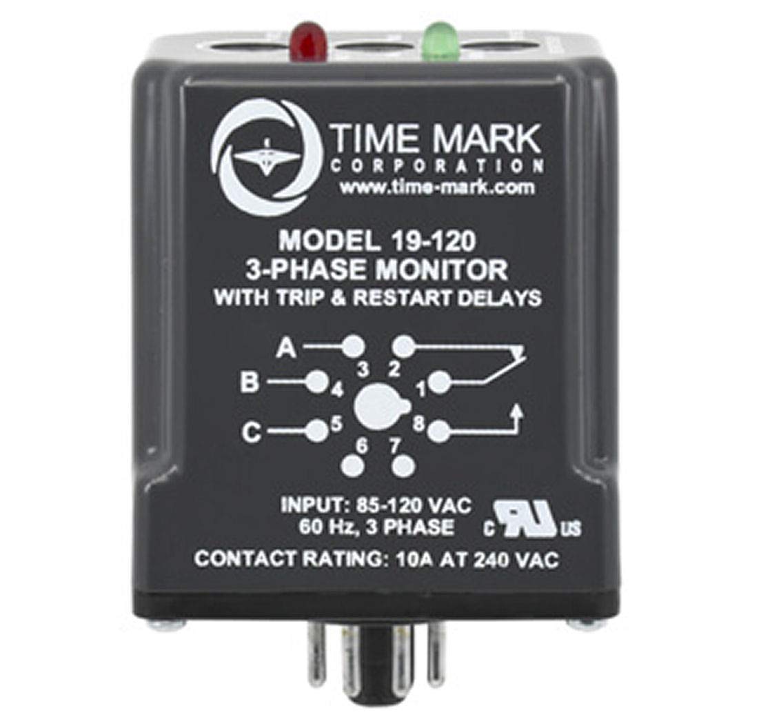 Time Mark 19-208/240V Three Phase Voltage Monitor Relay - Industrial Power Protection for Motors, Pumps & HVAC Systems