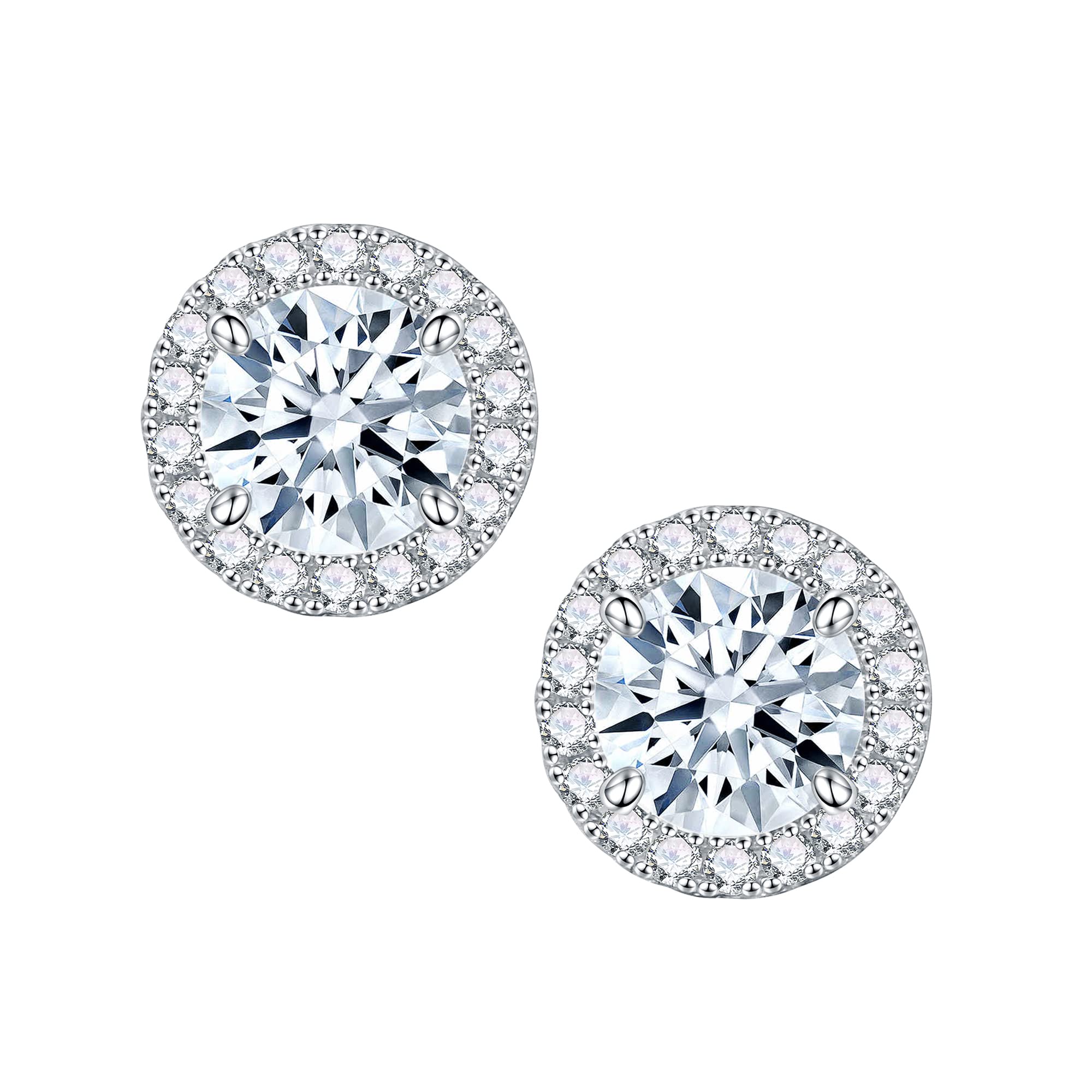 1-2.4ct Lab-Created Moissanite Halo Earrings for Women & Men - Princess Cushion Cut D Color VVS1 Clarity - 925 Sterling Silver Jewelry - Perfect for Birthday Gifts, Anniversary, Wedding & Special Occasions
