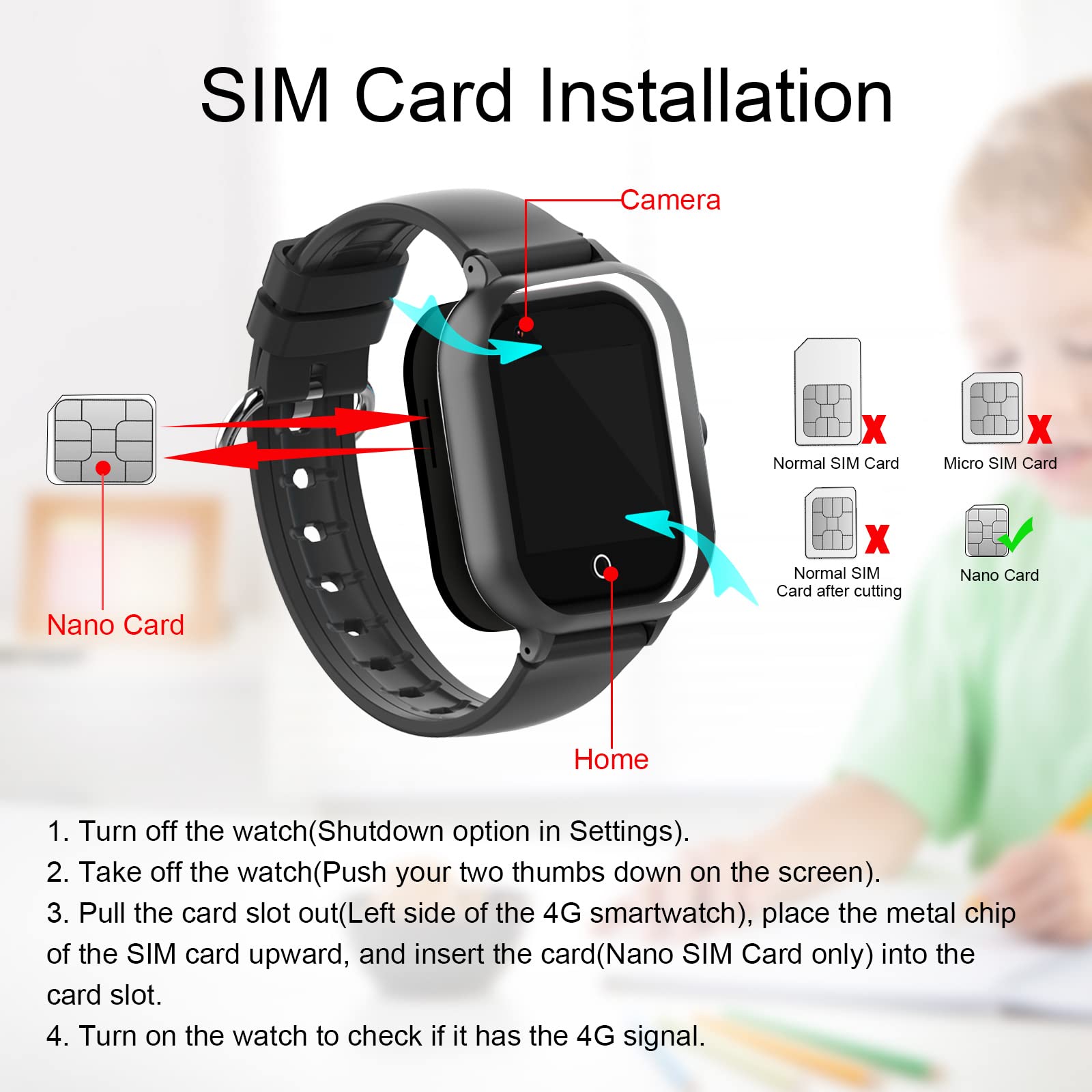 Wonlex 4G Kids Smart Watch with GPS Tracker, SIM Card, SOS Camera, Video & Voice Calling - School Mode for Boys & Girls Ages 4-12 - Perfect Birthday Gift for Children (Black) | Ideal for Safety Tracking, Communication & School Use
