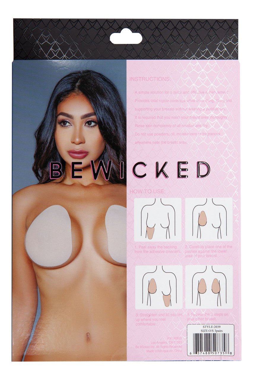 BeWicked Women's Adhesive Breast Lift 2039 - Invisible Bra Support for Backless Dresses, Strapless Gowns & Swimwear - Comfortable & Reusable Nipple Covers for Weddings, Parties & Special Occasions