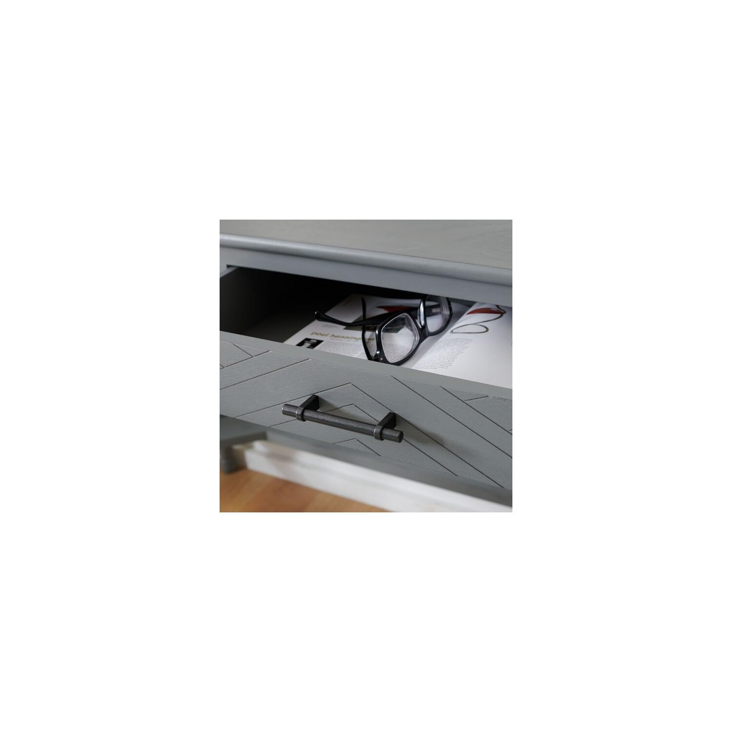 SAFAVIEH Home Collection Mckinlee Distressed Grey 2-Drawer Computer Desk - Modern Office Writing Table for Home & Workspace, Small Space Workstation with Storage