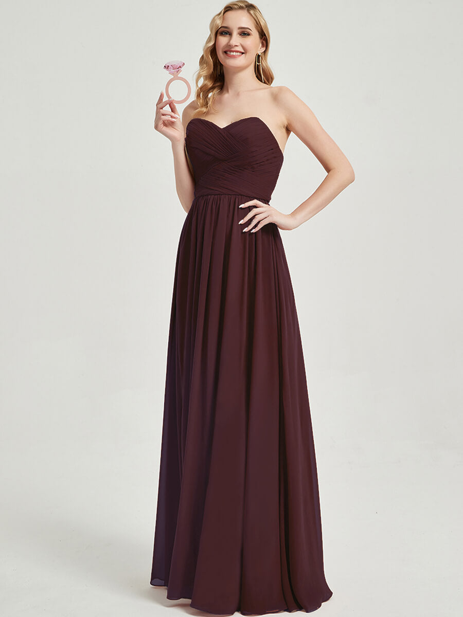 Elegant Cabernet Pleated Convertible Floor Length Chiffon Bridesmaid Dress - Perfect for Weddings, Formal Events & Special Occasions