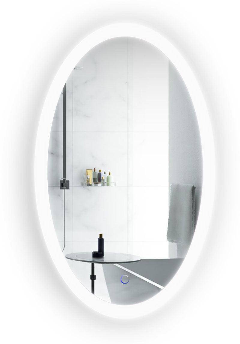 Krugg Sol Oval 22x40 Inch LED Bathroom Mirror with Adjustable Dimmer & Anti-Fog Function - Perfect for Modern Vanities, Spa-Like Showers & Luxury Home Decor