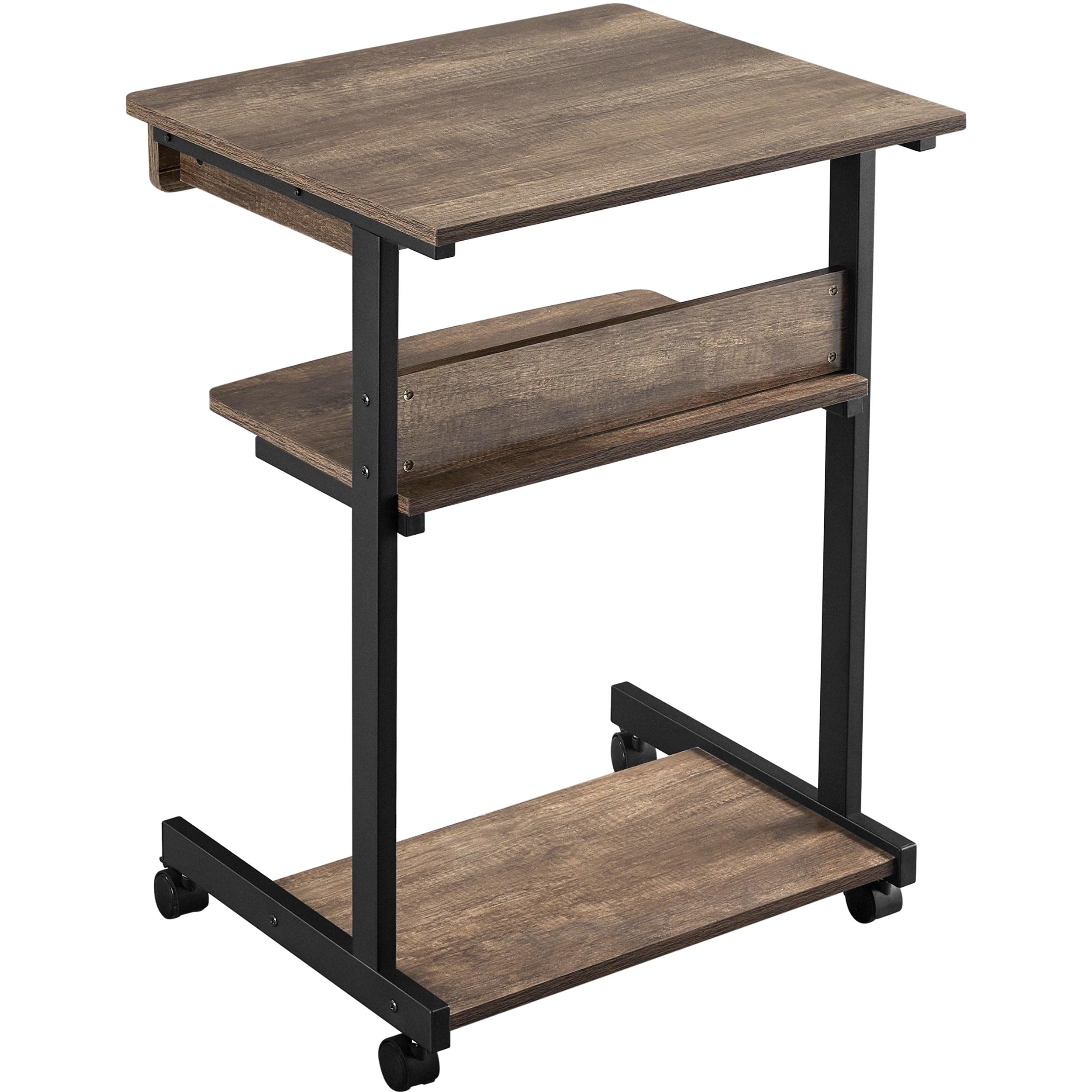 Topeakmart Compact Rolling Computer Desk with Wheels - Mobile Standing Desk for Small Spaces, Laptop Workstation, Student Study Table, Bedside Office Desk (Taupe Wood Finish) - Perfect for Home Office, Dorm Room & Small Apartments