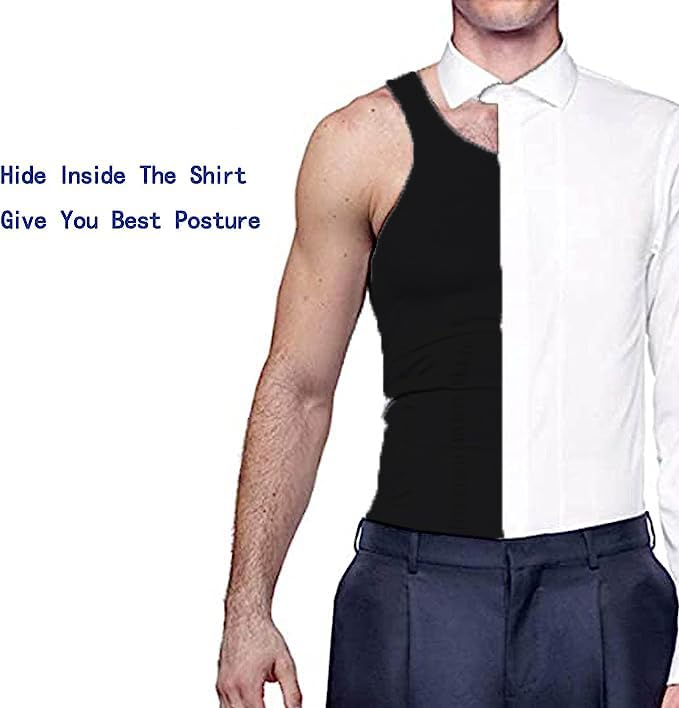 Men's Compression Shirt - Workout Vest for Tummy Control & Gynecomastia - Moisture Wicking Performance Undershirt for Gym, Running & Sports Activities