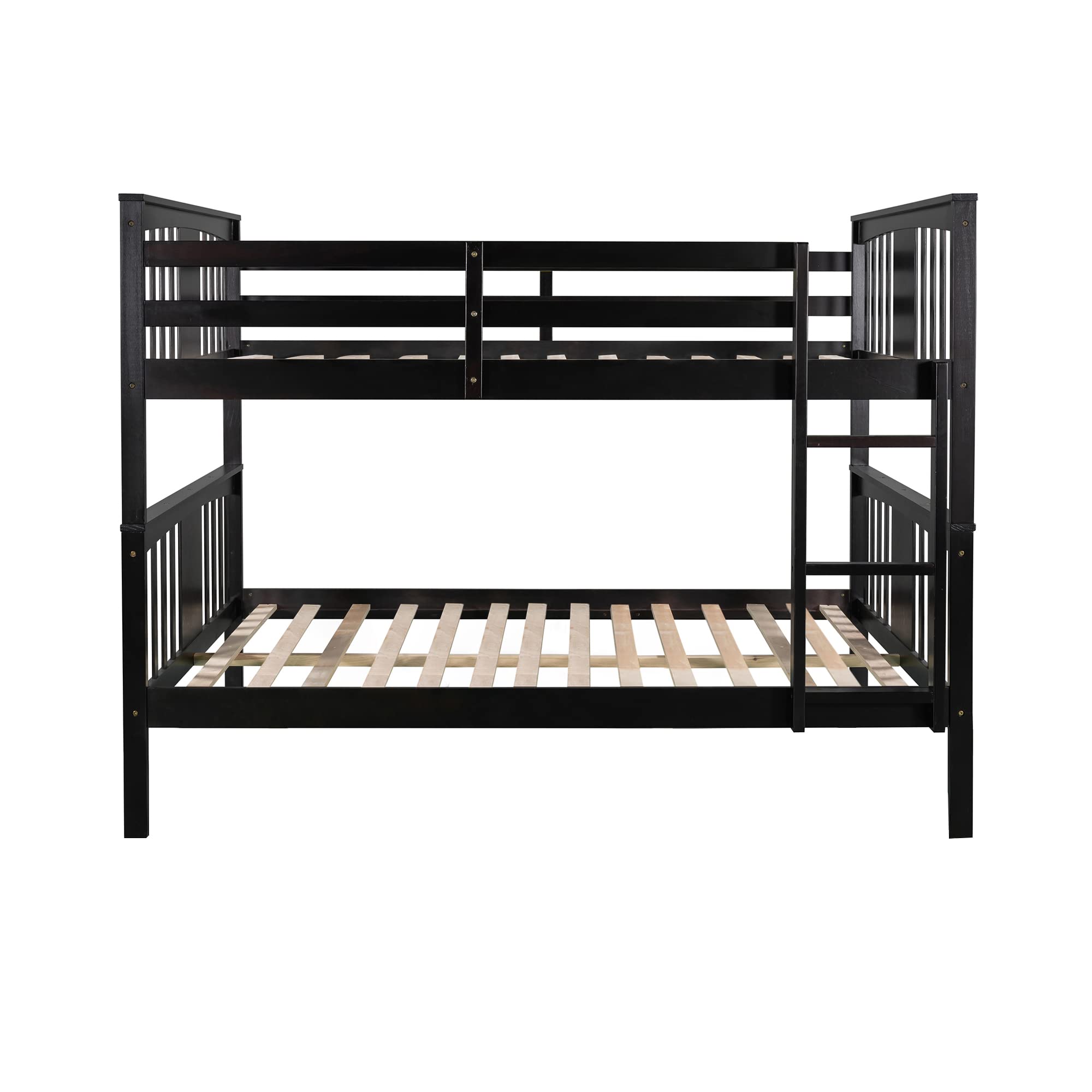 Harper & Bright Designs Full Over Full Bunk Bed - Solid Wood Bunk Bed with Ladder for Kids, Teens & Adults - Space-Saving Bedroom & Guest Room Furniture in Espresso - Perfect for Small Rooms, Vacation Homes & Shared Kids' Bedrooms
