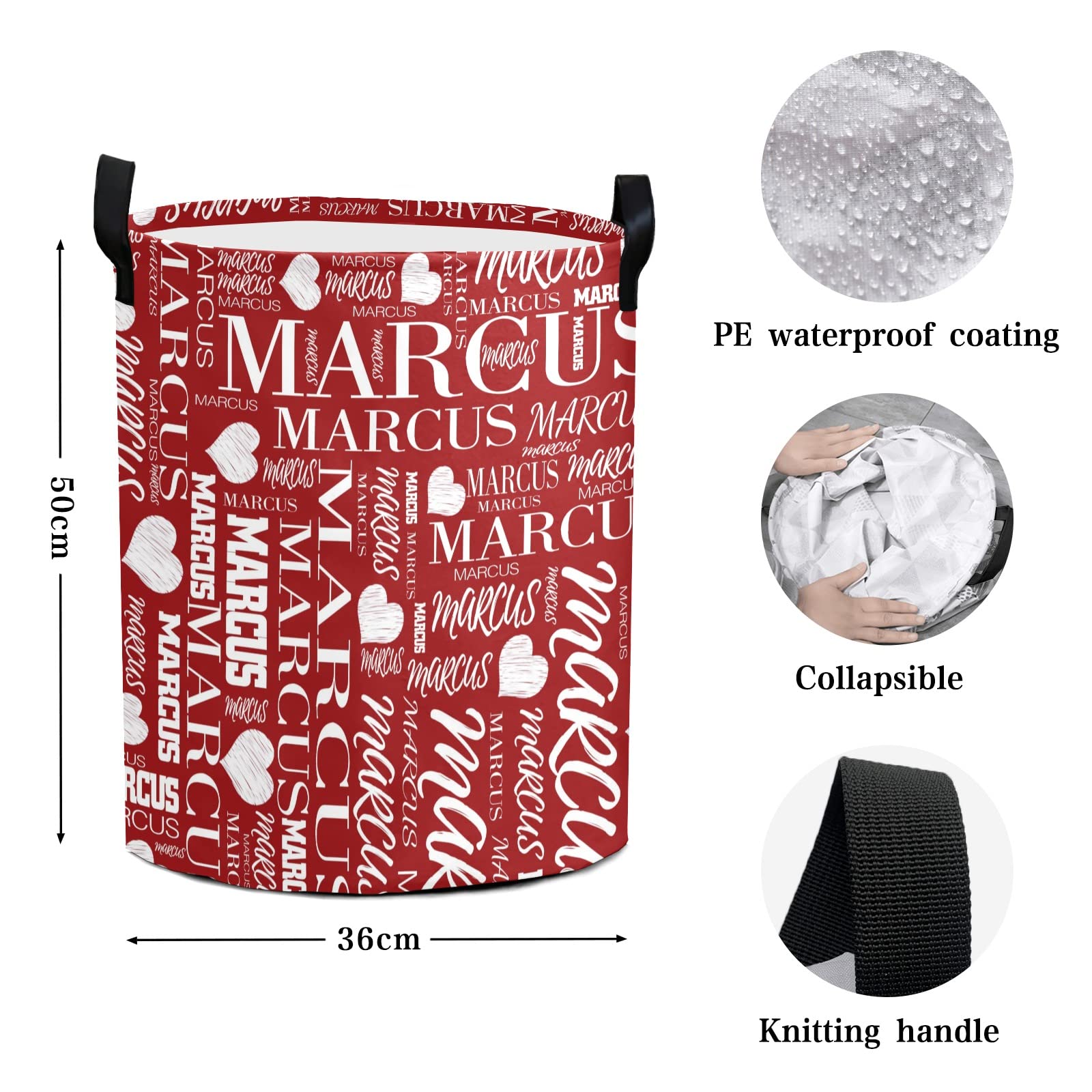 Custom Personalized Laundry Hamper - Collapsible Clothes Storage Basket with Handle for Dirty Laundry - Perfect for Bathroom, Bedroom & Living Room Organization (Red) - Ideal for Small Spaces & Home Decor