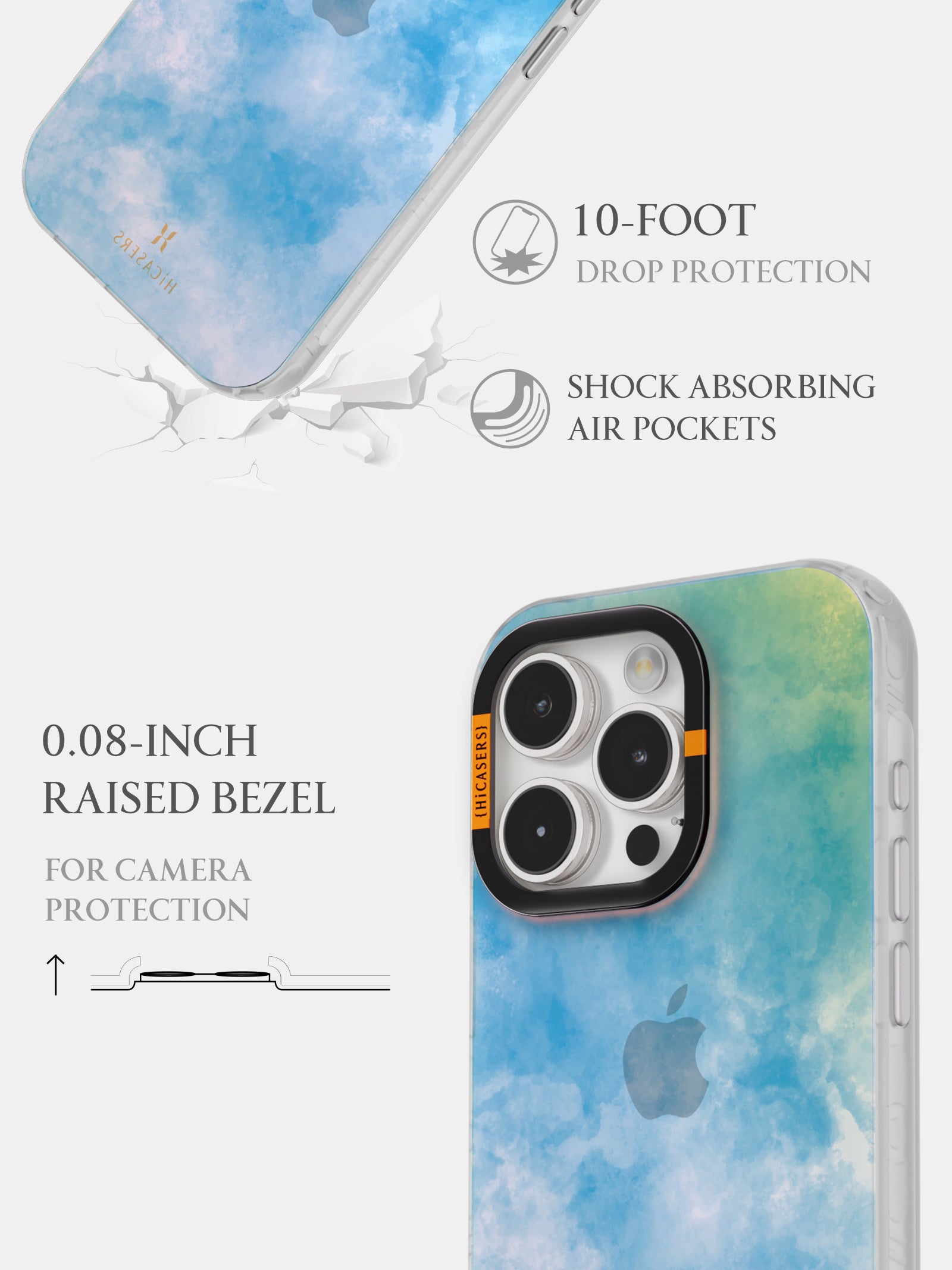 Tie Dye Pattern Iridescent Phone Case - Blue Glitter Protective Cover for iPhone & Samsung - Perfect for Festivals, Beach & Everyday Use