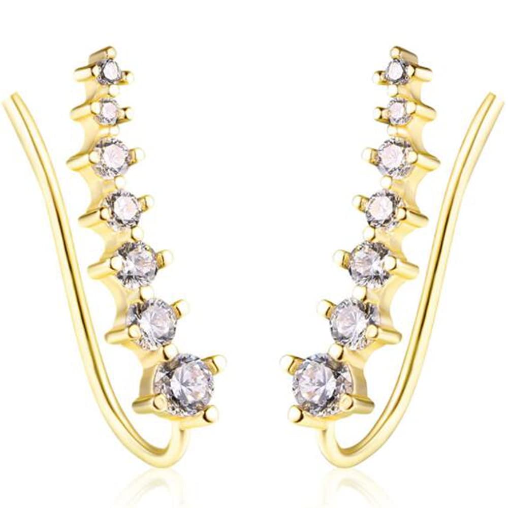 Elegant Silver & Rose Gold Plated Cubic Zirconia Wrap Cuff Earrings for Women - Perfect for Weddings, Parties & Special Occasions