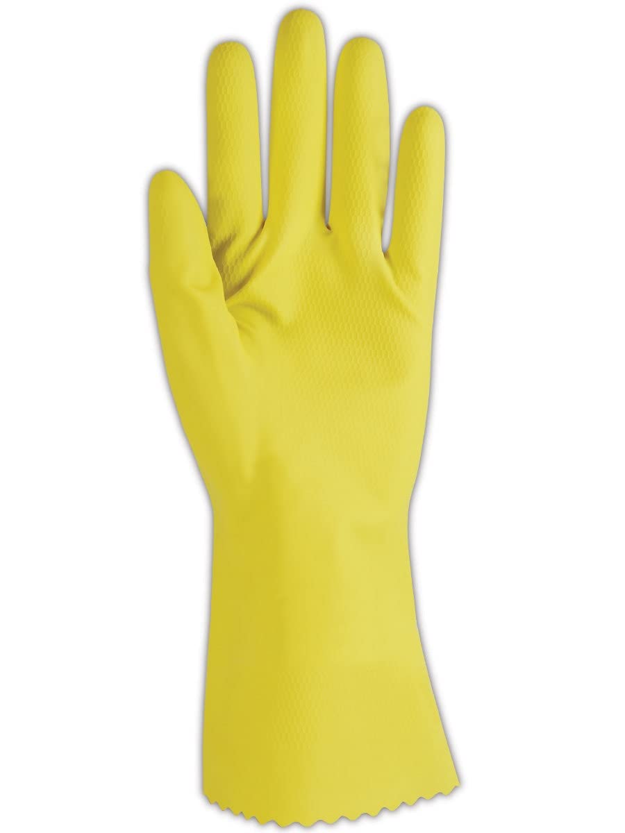 MAGID ComfortFlex 15 Mil Flock-Lined Latex Cleaning Gloves - 120 Pairs (626) - Heavy Duty Rubber Gloves for Dishwashing, Household Cleaning & Industrial Use