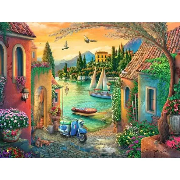 European Villa Views PZ750 - Elegant Wall Art Canvas Print for Home & Office Decor - Perfect for Living Room, Bedroom, or Office Wall Decor