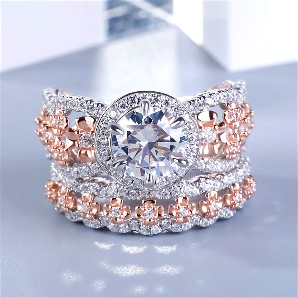 Jeulia 3.5 Carat Floral Engagement Ring for Women - 925 Sterling Silver Halo Bridal Set with Round Cut Cubic Zirconia - Perfect for Wedding, Proposal, Anniversary & Promise Gifts (Bridesmaid, Fiancée, Wife)