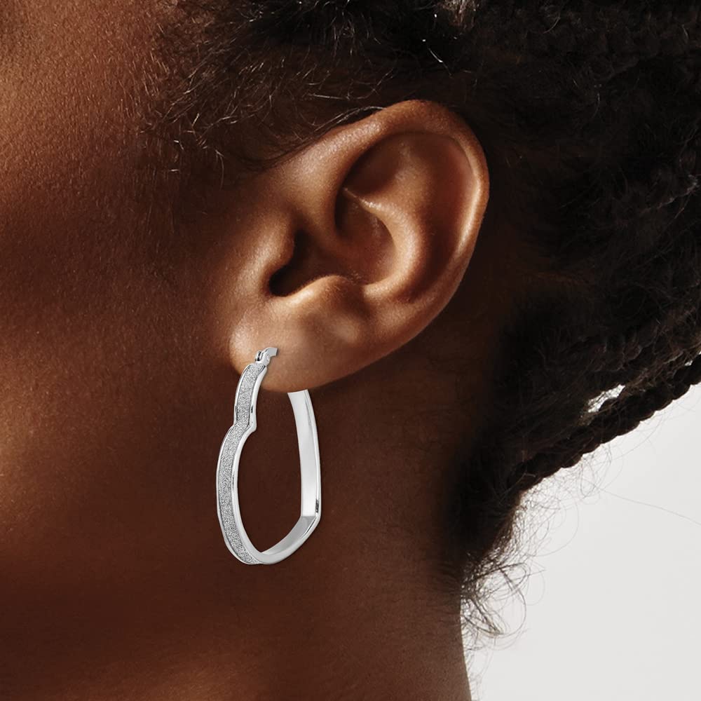 925 Sterling Silver Enamel Glitter Heart Hoop Earrings for Women - 29mm x 32mm | Valentine's Day Gift, Anniversary Present, Party Jewelry