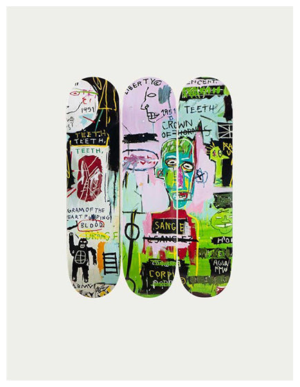 JEAN MICHEL BASQUIAT Italian Triptych Skateboard Decks - Limited Edition Art Skateboards for Collectors & Street Style Enthusiasts - Perfect for Home Decor, Skateboarding & Urban Fashion