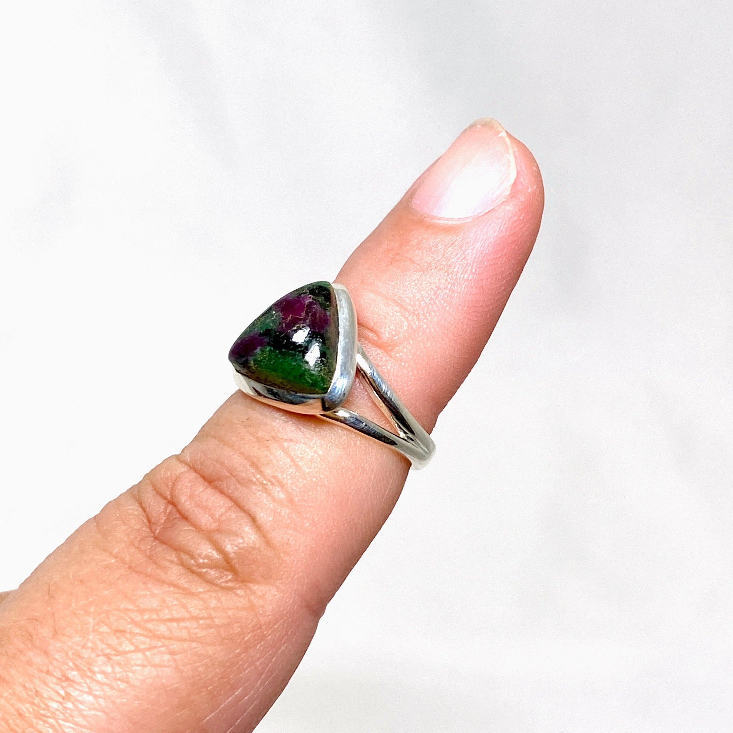Natural Ruby in Zoisite Triangle Split Band Ring - Size 6 KRGJ3254 | Elegant Jewelry for Women, Perfect for Weddings, Parties & Special Occasions