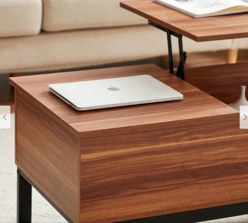 Handmade Adjustable Height Coffee Table with Metal Legs - Modern Liftable & Lowerable Design for Living Room, Office, or Small Spaces
