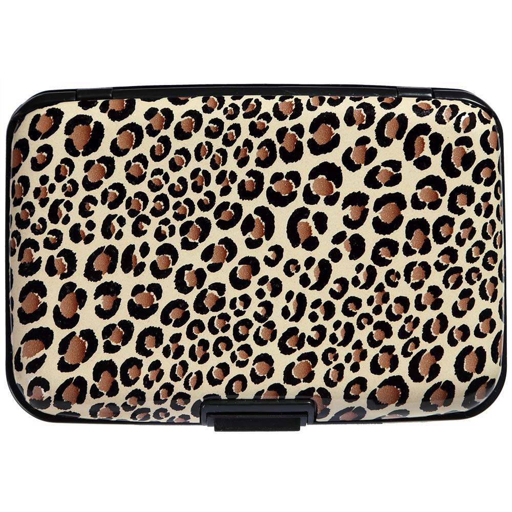 RFID Blocking Aluminum Wallet for Men & Women - Slim Metal Credit Card Holder & ID Case (Leopard Print) | Secure Travel & Everyday Use