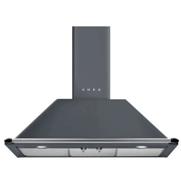 Smeg 90cm Victoria Chimney Rangehood in Grey - Powerful Stainless Steel Kitchen Exhaust Hood for Modern Homes | Perfect for Cooking, Ventilation & Stylish Kitchen Decor