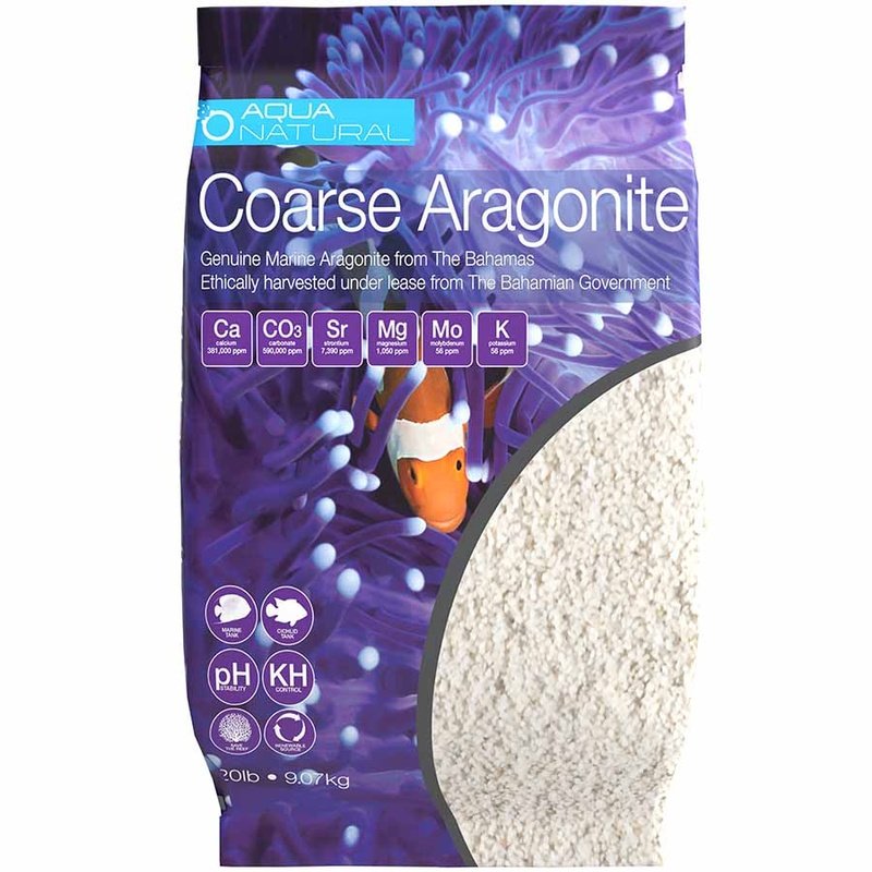 Aqua Natural Bahamas Coarse Aragonite Sand (1-2mm) - Premium Marine Substrate for Saltwater Aquariums, Reef Tanks & Coral Frag Systems