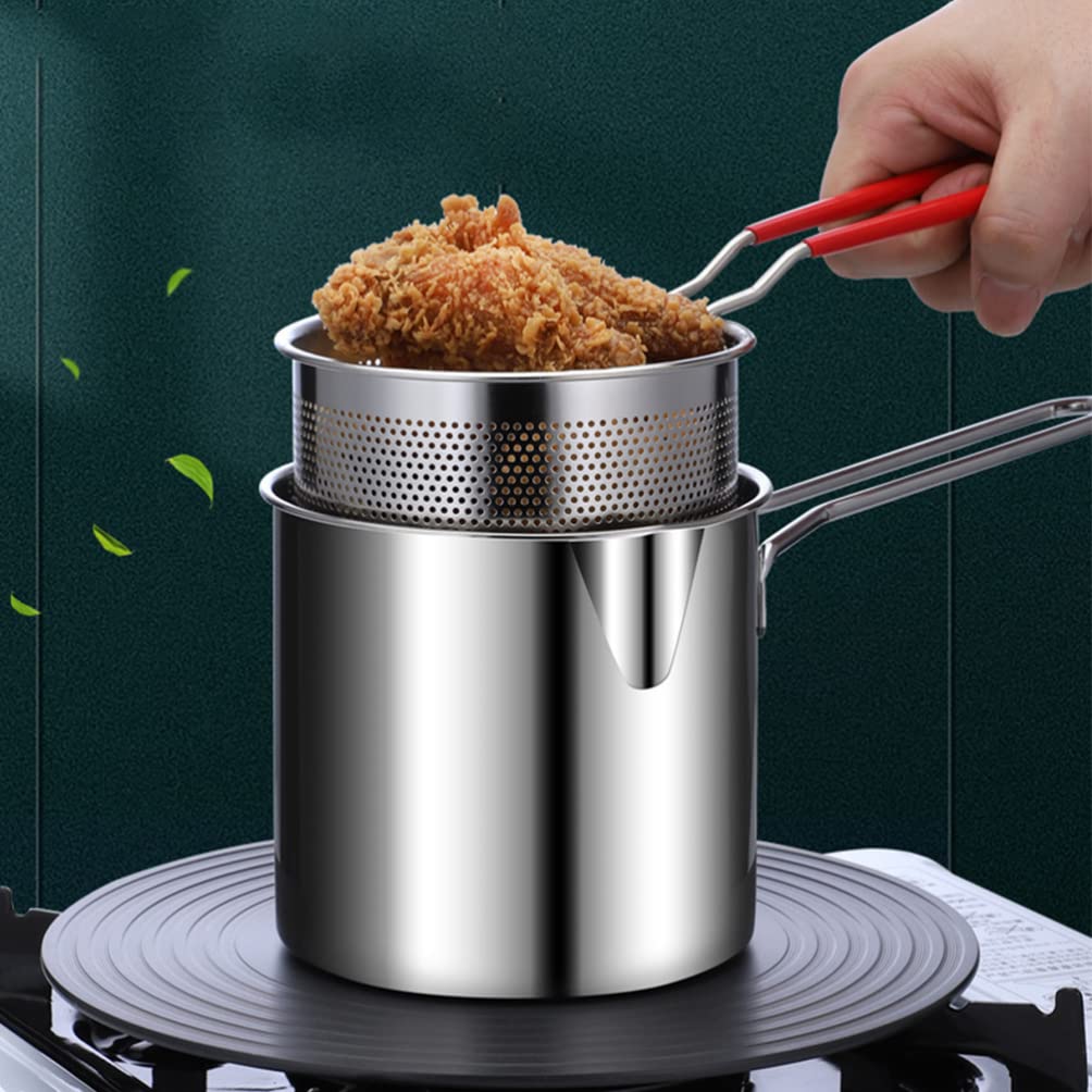 UPKOCH Stainless Steel Deep Fry Basket Set - 1 Piece Kitchen Fry Pot Mesh Basket for Air Fryer, Chips, Chicken, Fish & More - Durable Food Cooking Basket for Deep Frying, Roasting & Baking
