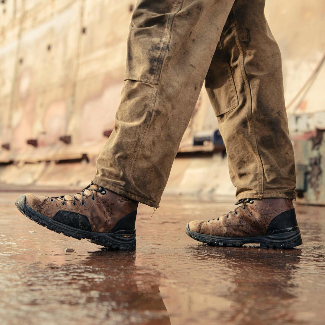 Stronghold 6 Soft Toe Work Boots for Men - Dark Brown Leather Safety Shoes - Comfortable & Durable for Construction, Landscaping & Outdoor Work