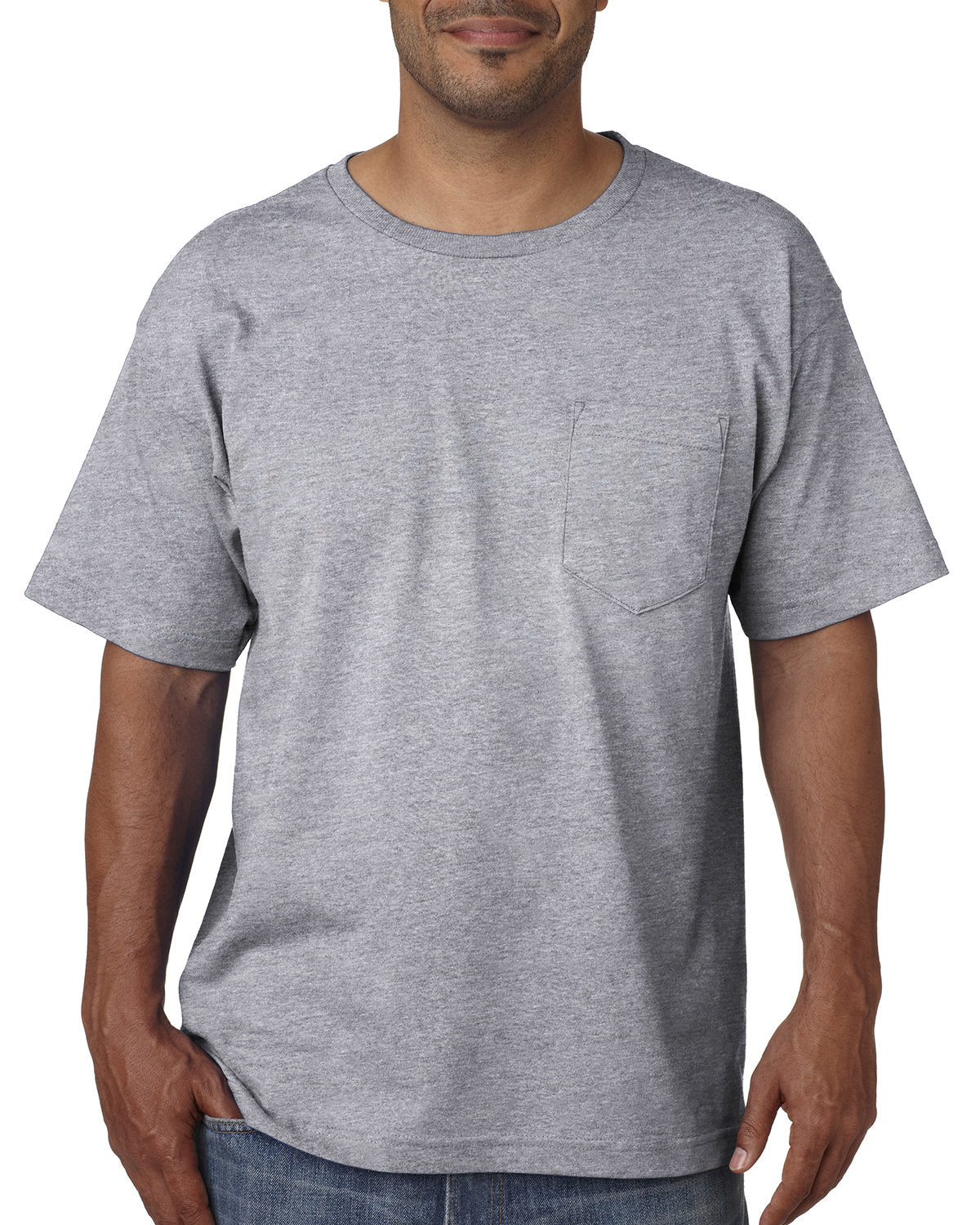 Bayside BA5070 Men's Casual Short Sleeve Pocket T-Shirt - Comfortable Cotton Tee for Everyday Wear, Work & Outdoor Activities