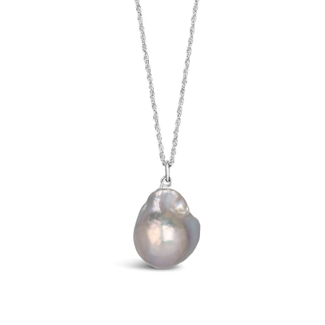 Elegant Baroque Grey Pearl Necklace in Sterling Silver - Perfect for Weddings, Parties & Special Occasions