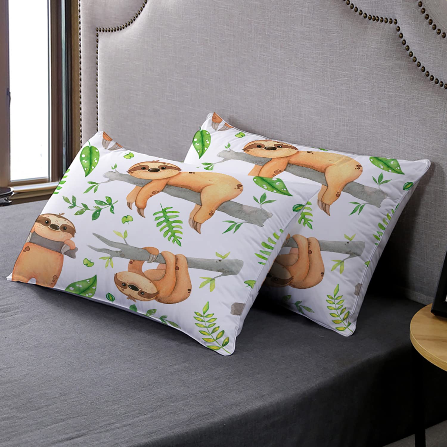 Cartoon Sloth Duvet Cover Set Queen Size - 3 Piece Sloth Printed Bedding Set with 1 Quilt Cover & 2 Pillowcases for Kids, Girls & Boys | Perfect for Kids' Bedrooms, Sleepovers & Sloth-Themed Decor
