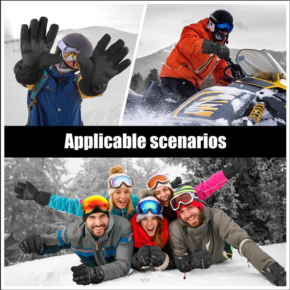 Rechargeable 7.4V 3000mAh Heated Photography Gloves for Men & Women - Electric Warm Gloves for DJI Air 2S Drones, Motorcycle Riding, Skiing & Hunting - Perfect for Outdoor Winter Activities & Cold Weather Photography