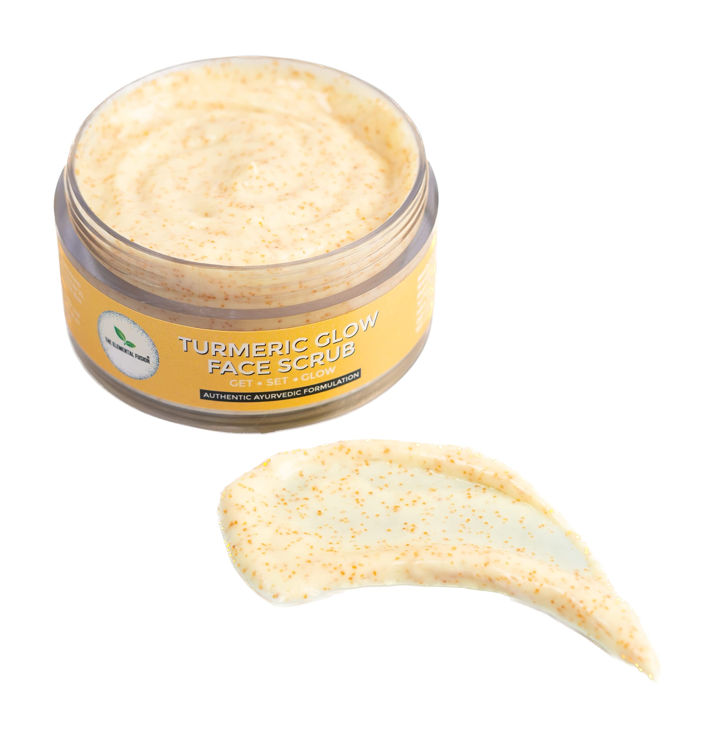Elemental Fusion Turmeric (Haldi) Glow Gentle Exfoliating Face Scrub - Blackhead & Whitehead Remover, Dead Skin Cleanser for Women & Men - Detan Pack for Radiant Skin (50g) - Perfect for Daily Skincare & Glow Boosting Routine