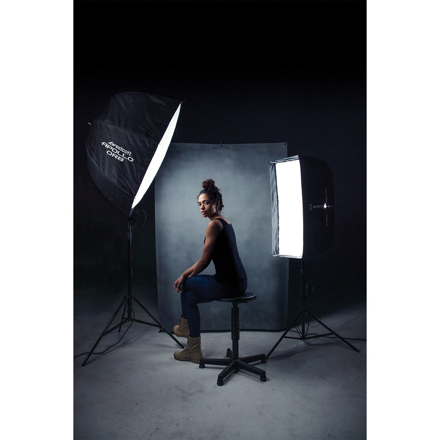 Vintage Gray X Drop Fabric Backdrop by Glyn Dewis - 5' x 7' Photography Background for Portraits, Studio Shoots & Video Production