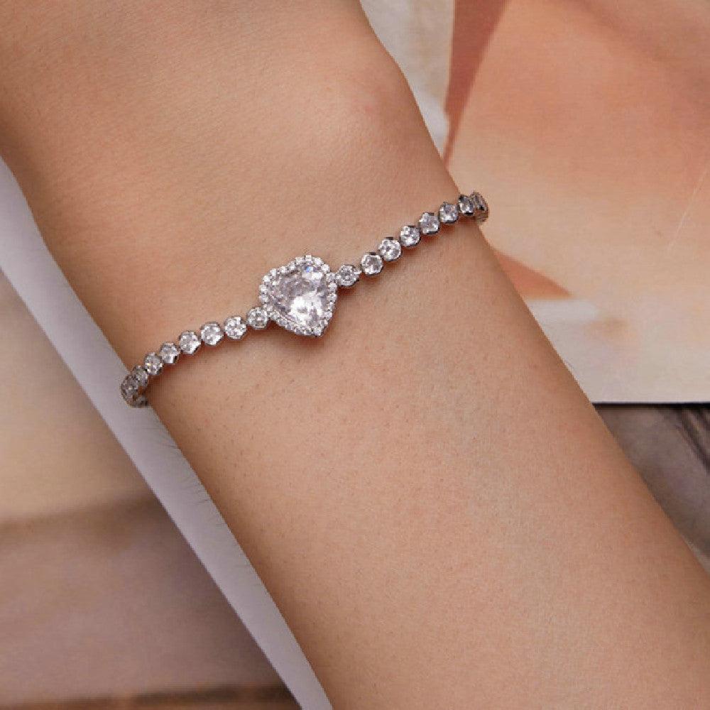 Sparkling Love Zirconia Bracelet for Women - Elegant Cubic Zirconia Tennis Bracelet, Dainty Gold Plated Jewelry Gift for Her - Perfect for Anniversaries, Weddings & Special Occasions