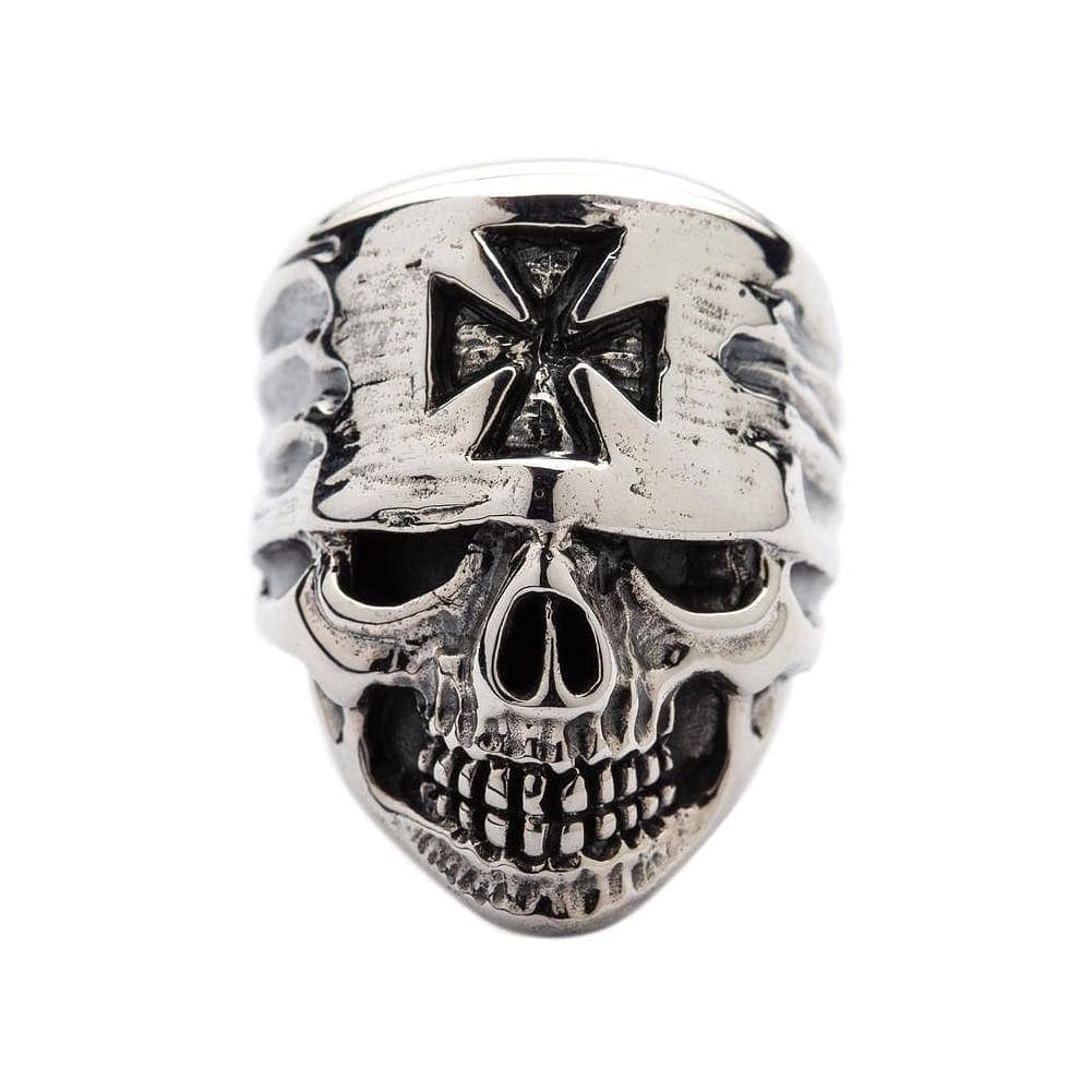 Sterling Silver Skull Ring for Men - Gothic Biker Bandana Style Jewelry - Perfect for Motorcycle Riders, Rock Music Fans & Edgy Fashion Accessories