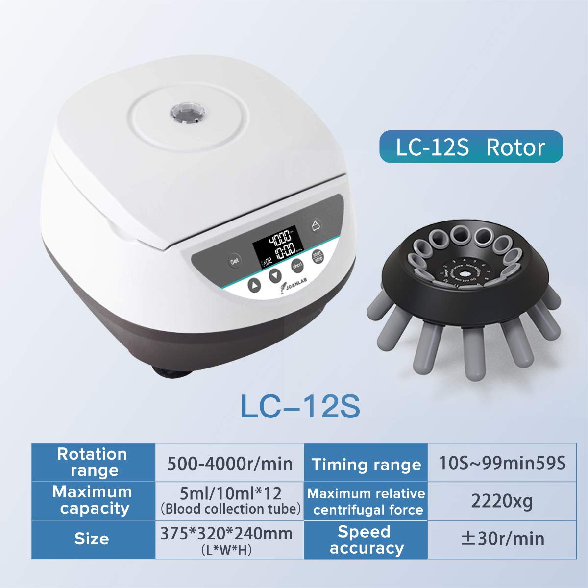 Digital Lab Centrifuge Machine for PRP - Benchtop Centrifuge with 12x5ml/10ml Tube Capacity, 500-4000 RPM & Timer - Perfect for Medical Laboratories, Blood Sample Processing, and PRP Therapy